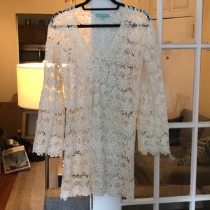 Off White floral lace coverup